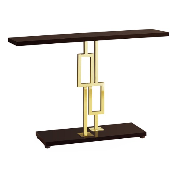 Accent Table - 48"L / Espresso / Gold Metal